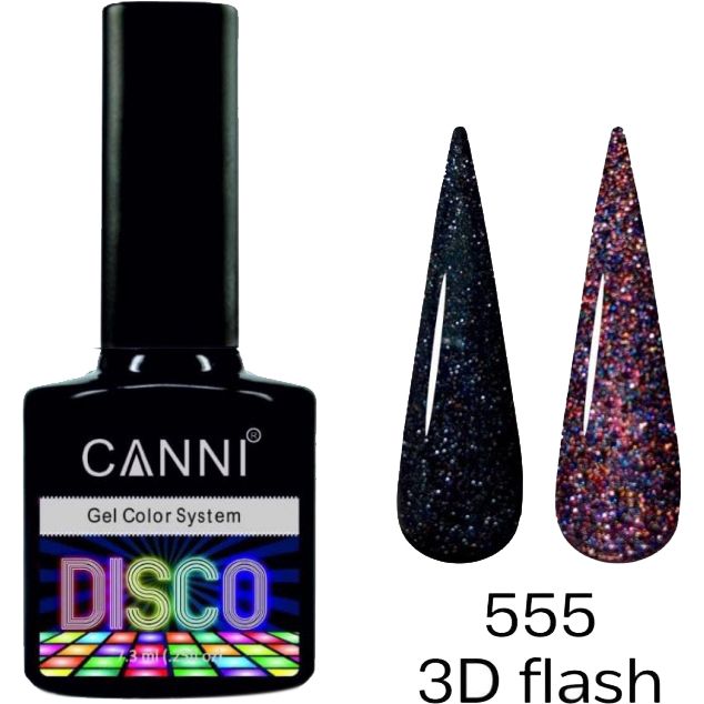 Світловідбиваючий гель-лак Canni Disco 3D flash №555 нічний феєрверк 7.3 мл - фото 2