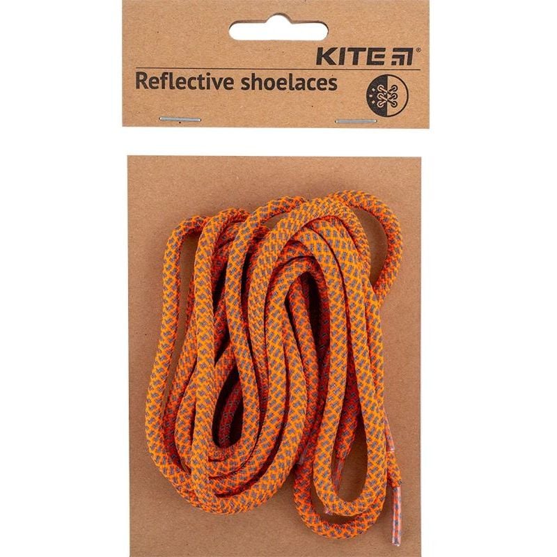 Шнурки для обуви Kite светоотражающие 1.2 м 1 пара оранжевые (K23-128-2) - фото 1