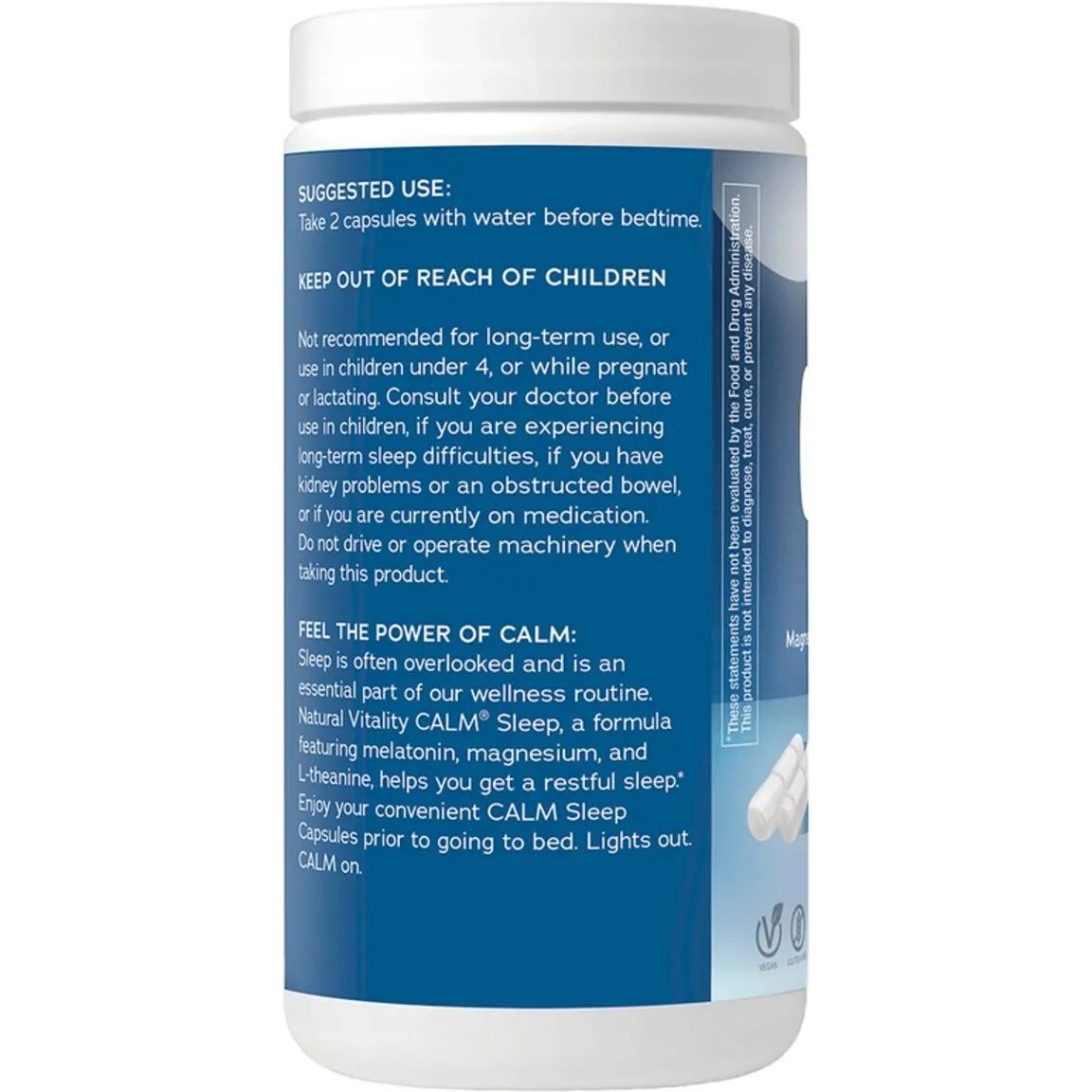 Напиток для спокойного сна Natural Vitality CALM Sleep Magnesium Glycinate with Bergamot Oil 60 капсул. - фото 2