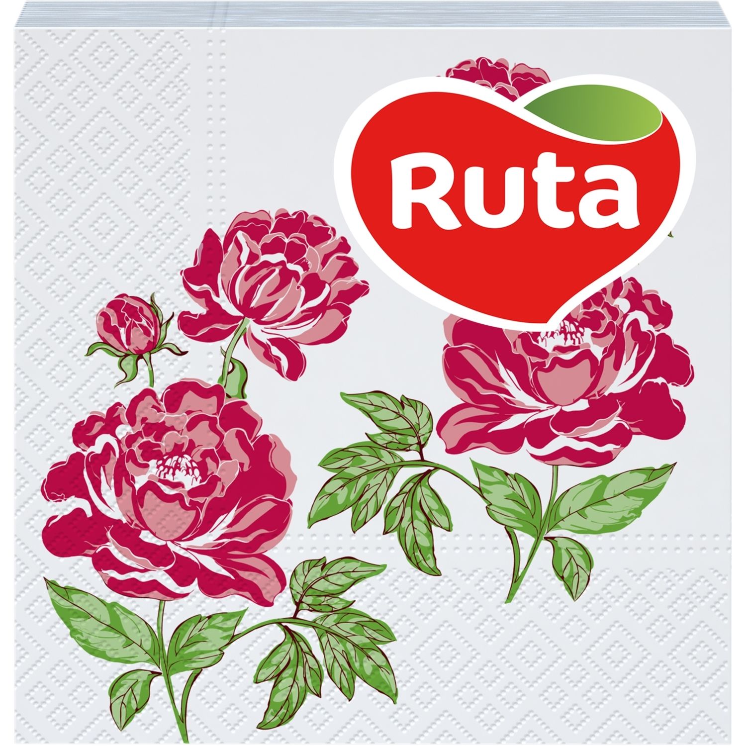 Серветки Ruta Double Luxe Флора, двошарові, 24х24 см, 40 шт., білі - фото 1