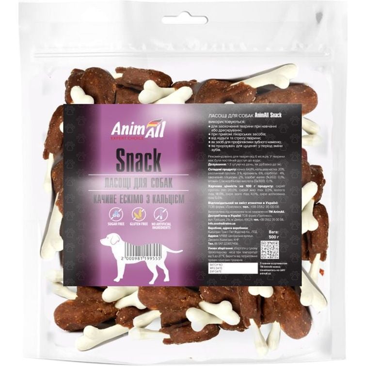 Ласощі для собак AnimAll Snack качине ескімо із кальцієм, 500 г - фото 1
