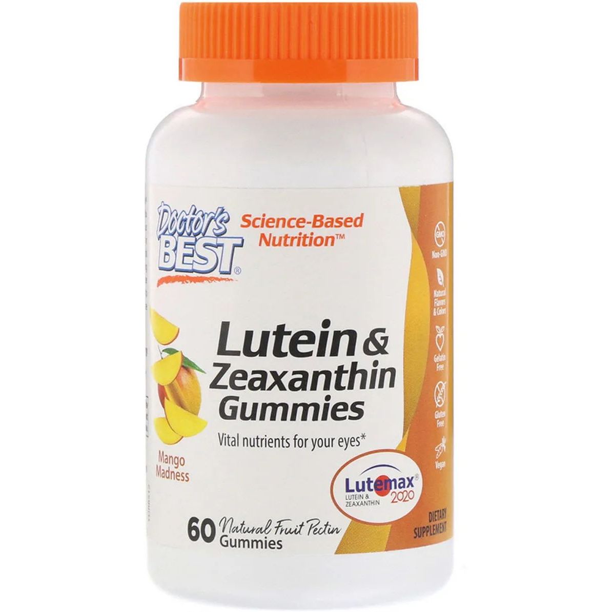 Зеаксантин и лютеин Doctor's Best Lutein & Zeaxanthin Gummies манго 60 желейных конфет - фото 1