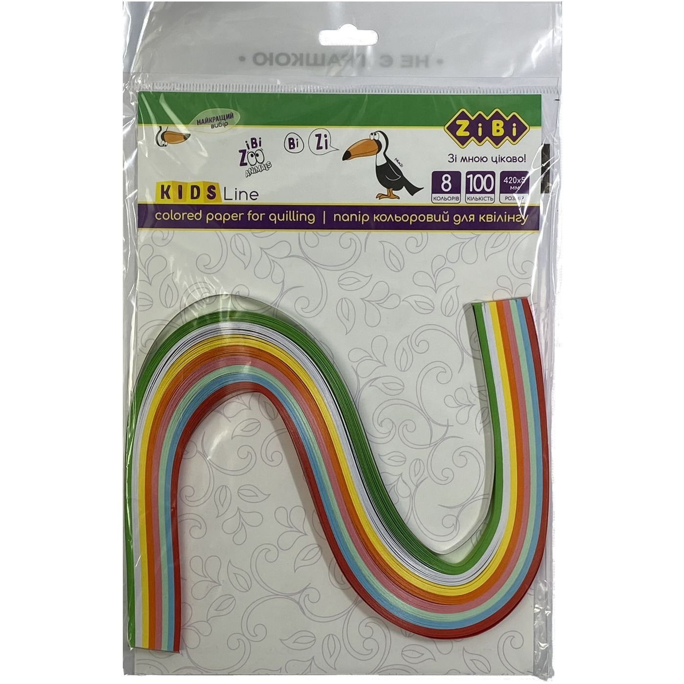 Папір кольоровий ZiBi Kids Line для квілінгу 160г/м2 420х5 мм 100 шт. (ZB.1810-99) - фото 1