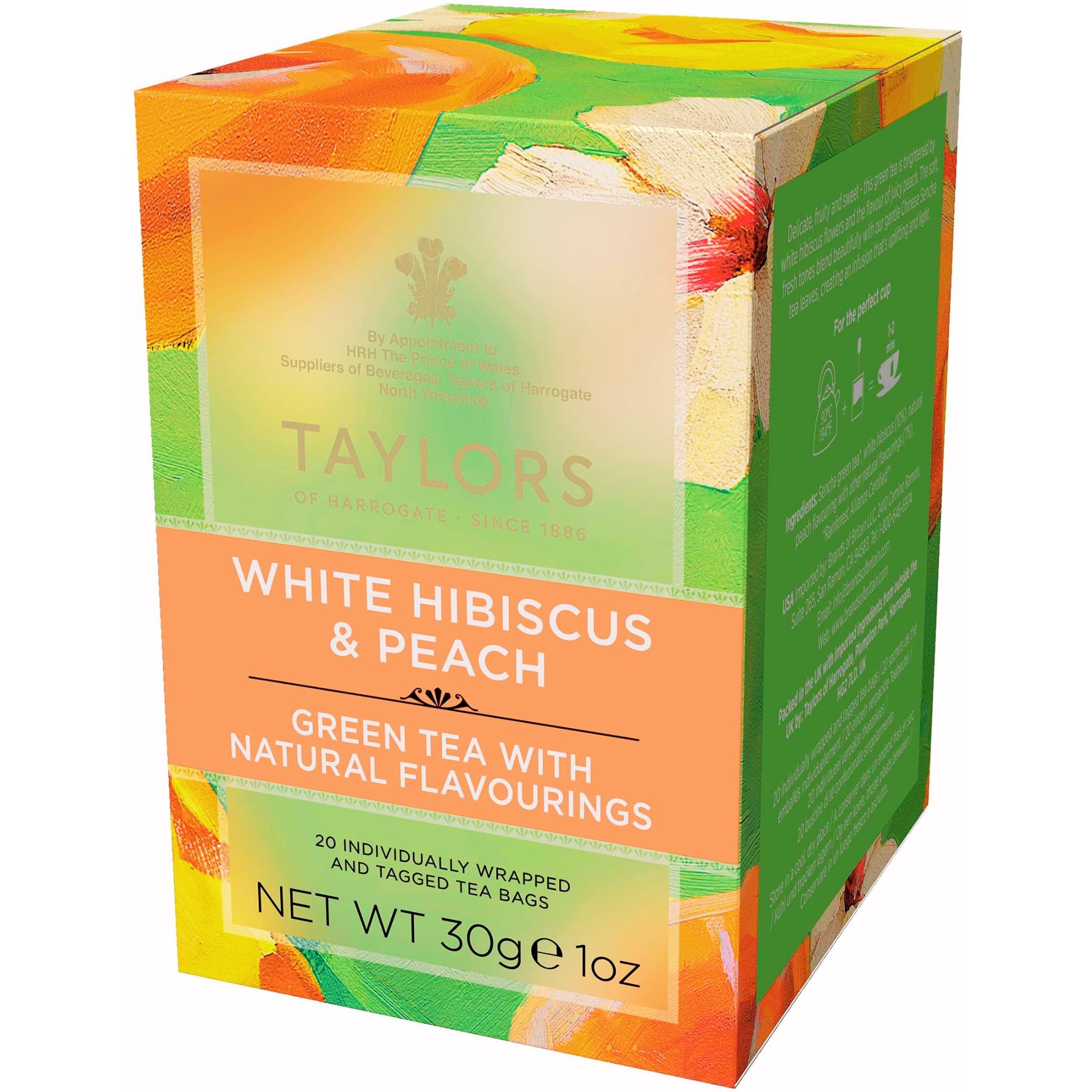 Чай зелений Taylors of Harrogate White Hibiscus & Peach Гібіскус-персик 20х1.5 г - фото 2