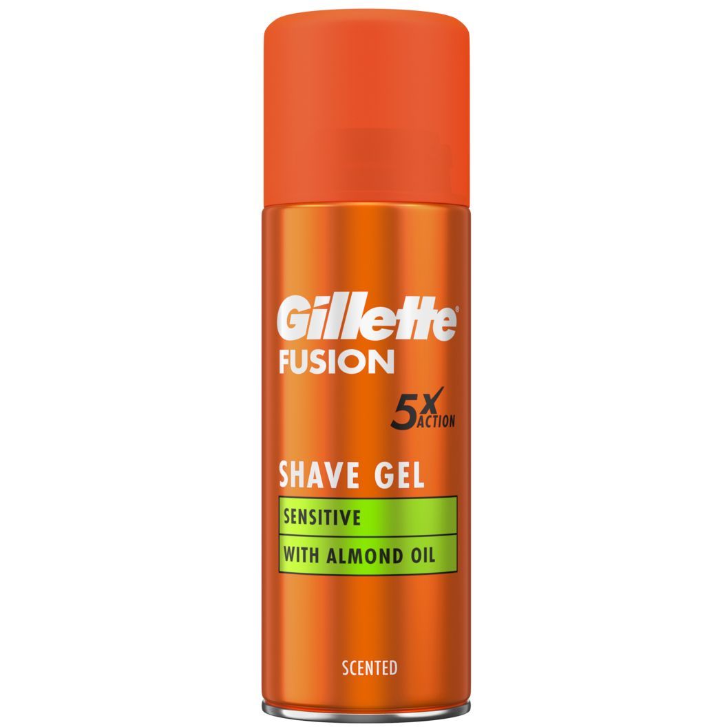 Гель для гоління Gillette Fusion для чутливої шкіри, з мигдальним маслом, 200 мл - фото 1