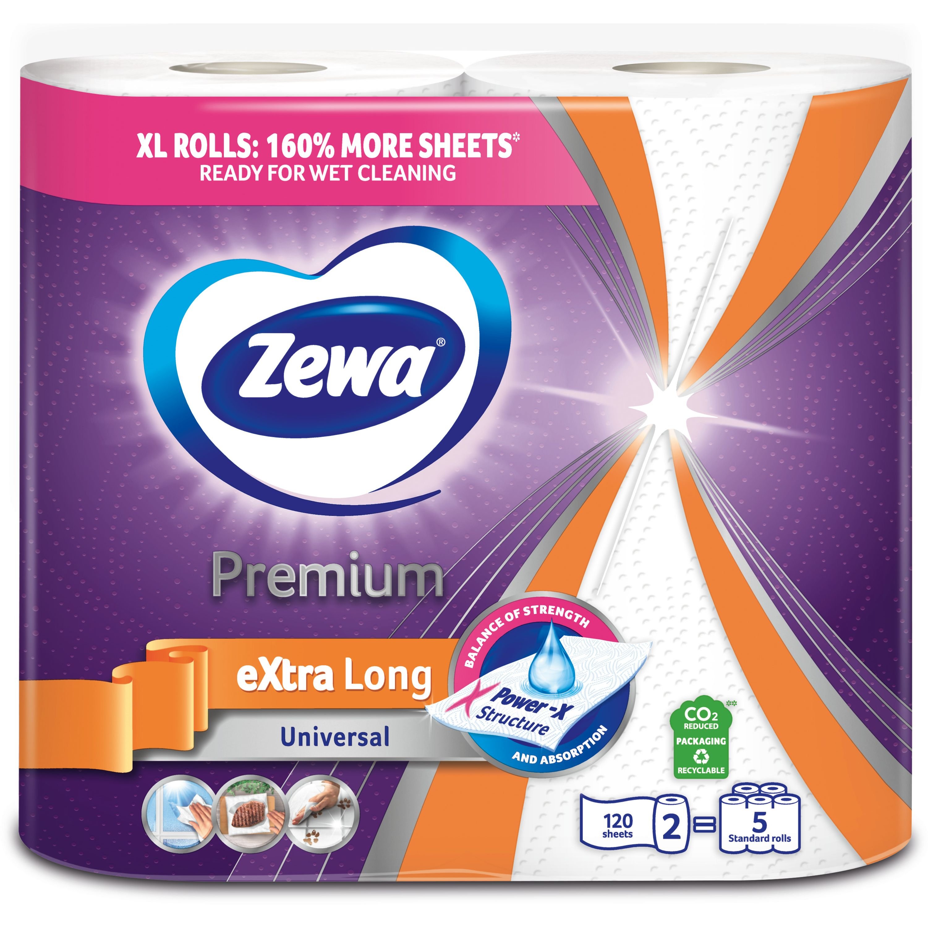 Бумажные полотенца Zewa Premium Extra Long двухслойные 2 рулона - фото 2