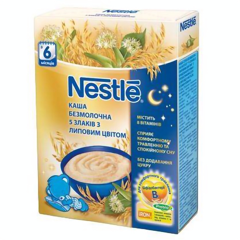Безмолочная каша Nestle Помогайка 5 злаков с липовым цветом 200 г - фото 1