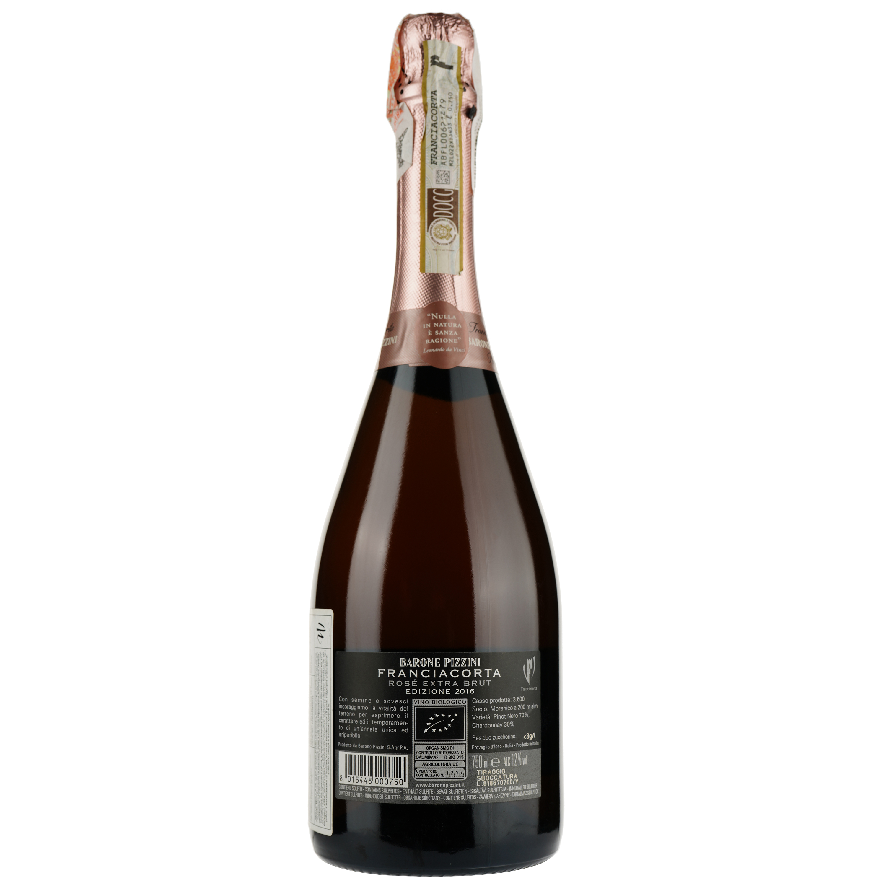 Игристое вино Barone Pizzini Rose Franciacorta DOCG Edizione 2016, розовое, экстра брют, 0,75 л - фото 2