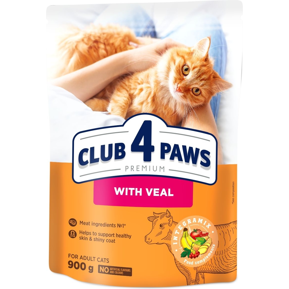 Сухий корм для котів Club 4 Paws Premium з телятиною 900 г - фото 1