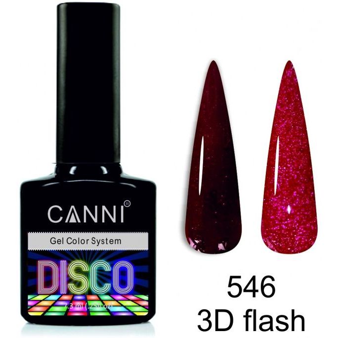 Світловідбиваючий гель-лак Canni Disco 3D flash №546 бордо 7.3 мл - фото 2