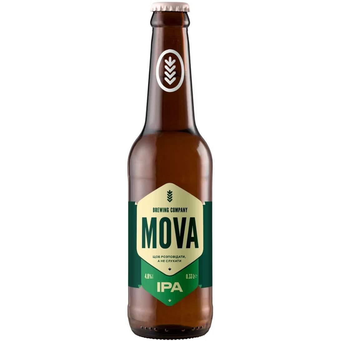 Пиво MOVA IPA, світле, нефільтроване, 4,8%, 0,33 л - фото 1