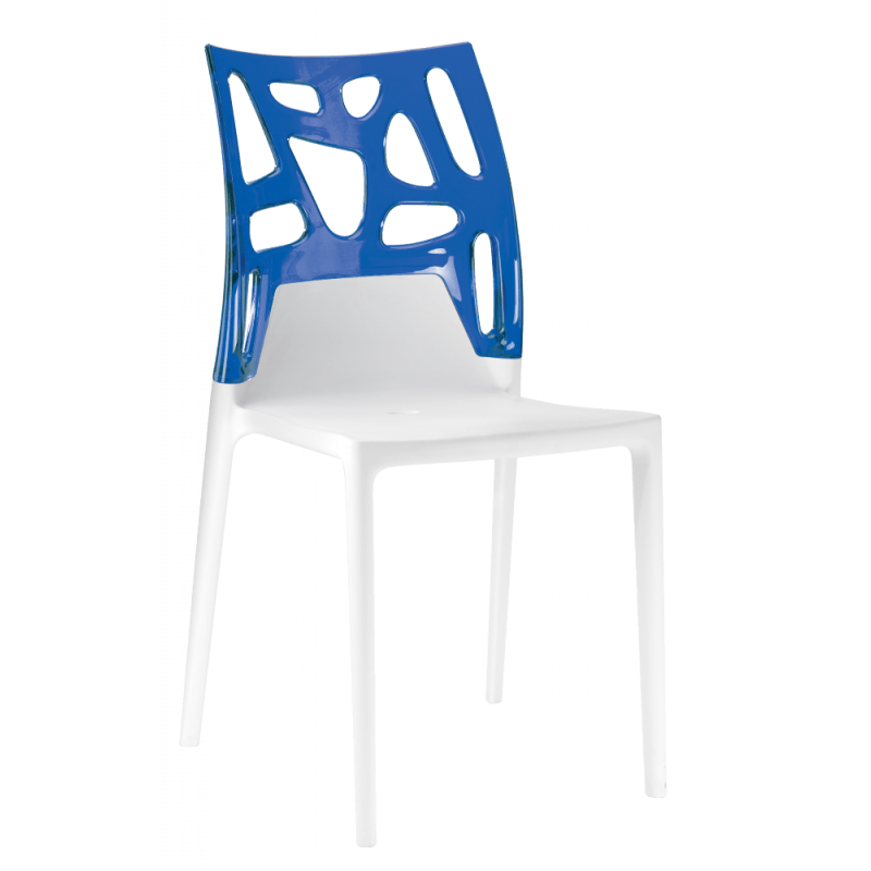 Стілець Papatya Ego-Rock, біле сидіння, верх прозоро-синій (388962) - фото 1