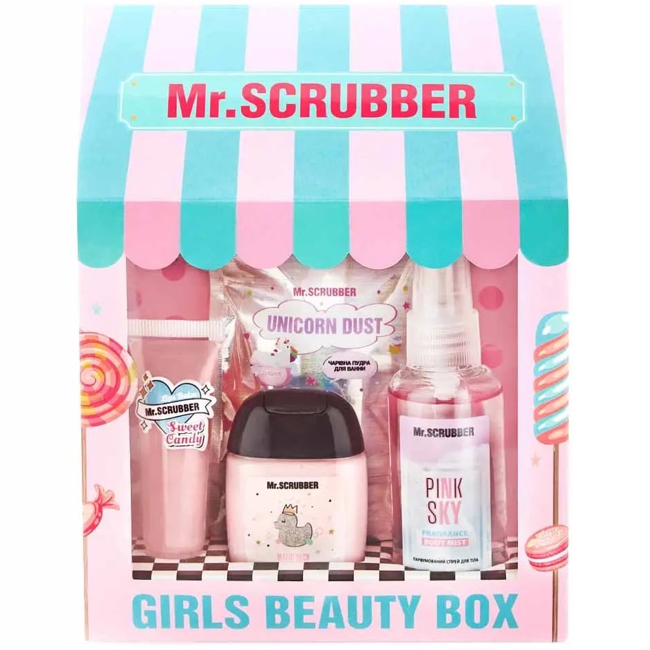 Подарочный набор Mr.Scrubber Girls Beauty Box: Спрей для тела, 60 мл + Бальзам для губ, 10 мл + Пудра для ванны, 50 г + Крем для рук, 30 мл - фото 1
