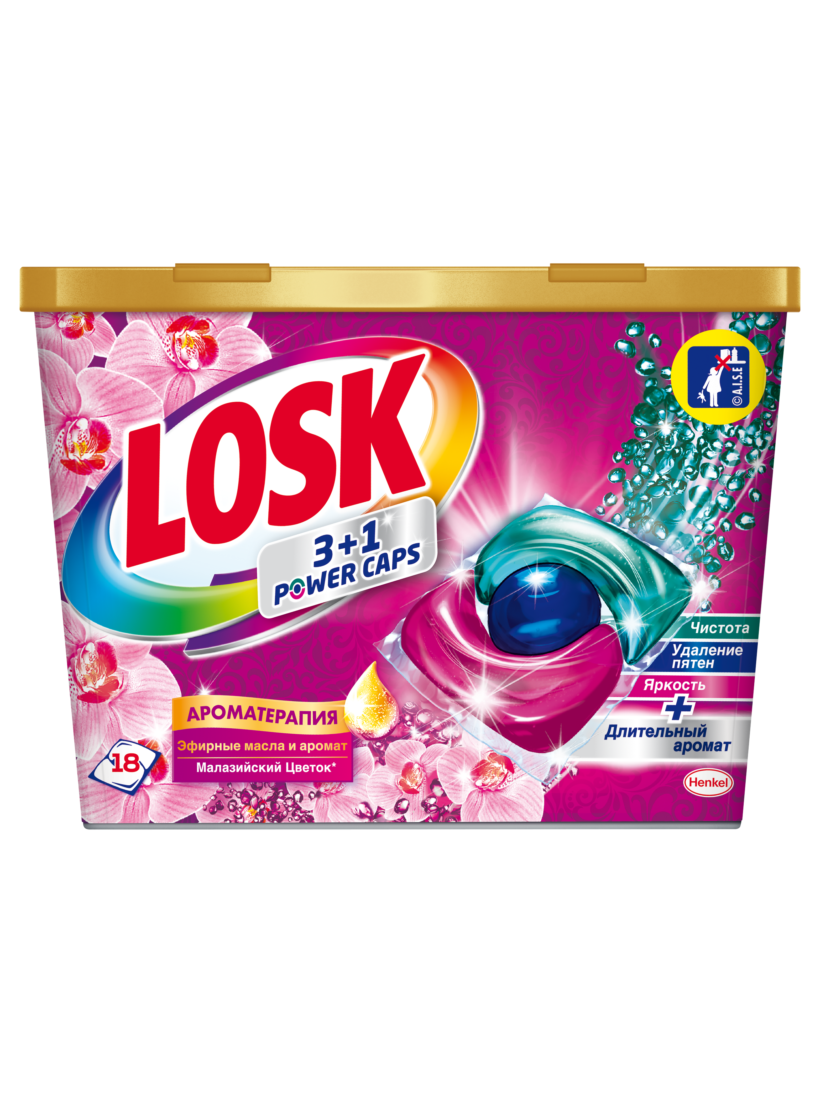 Photos - Laundry Detergent Losk Капсули для прання  3 в 1 Малазійська квітка, 18 шт. 