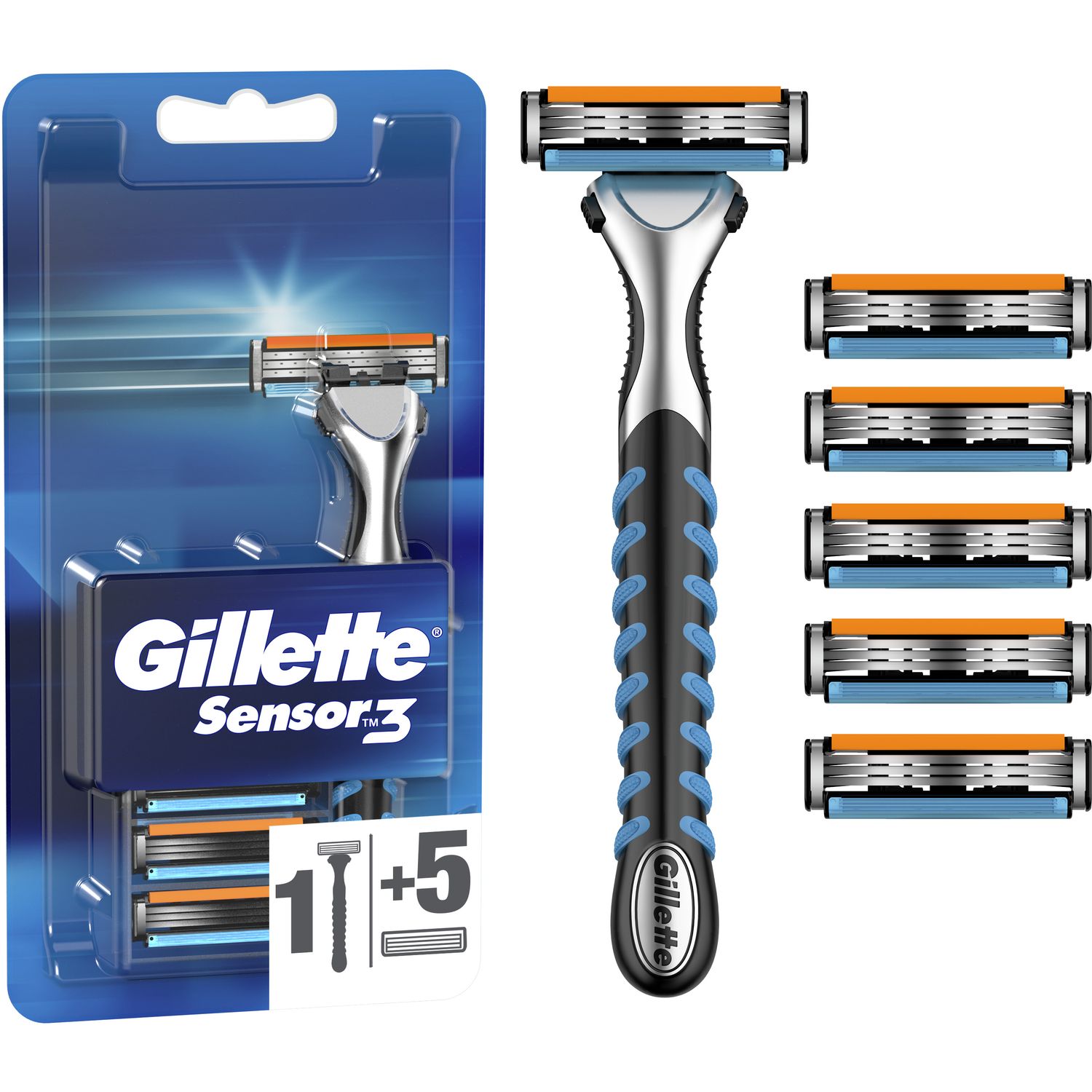 Станок для гоління Gillette Sensor 3, з 6 змінними касетами - фото 1