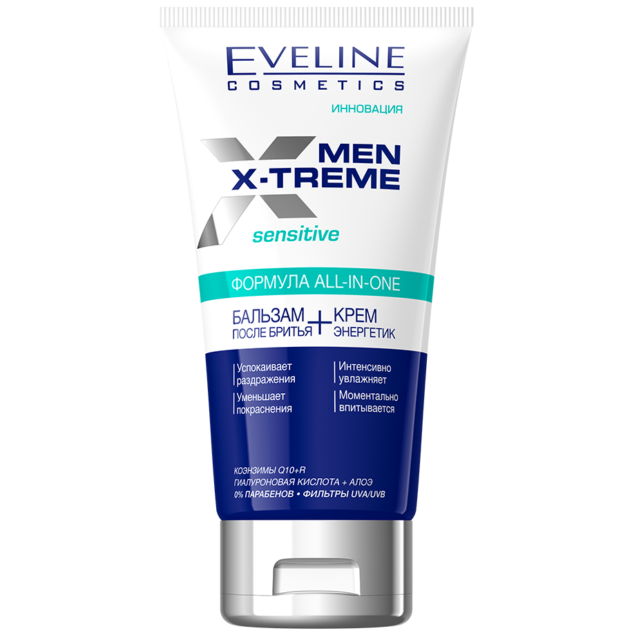 Фото - Лосьйон після гоління Eveline Cosmetics Бальзам після гоління + Крем енергетик Eveline Men X-Treme Sensitive Q10+R 