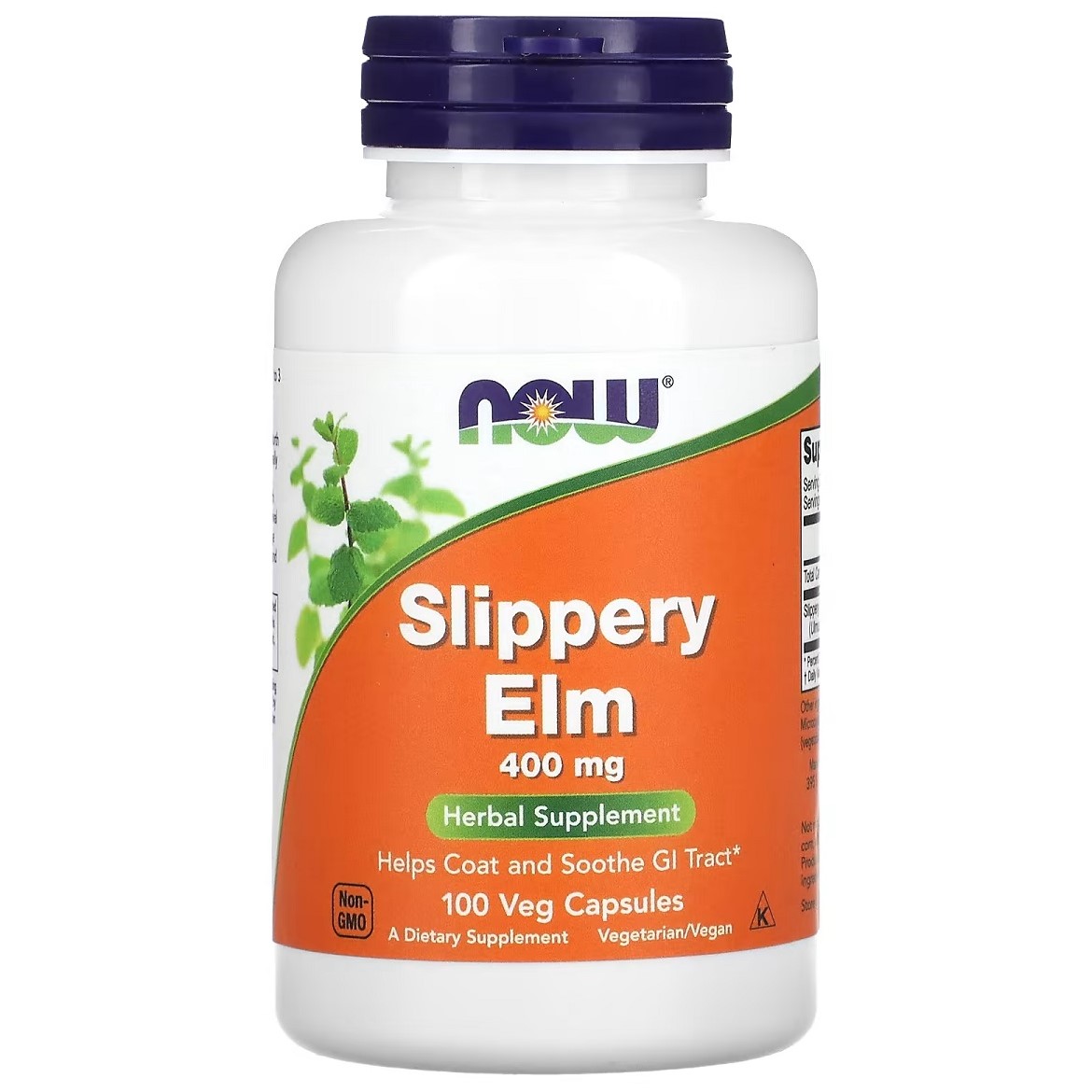 Слизький в'яз Now Foods Slippery Elm 400 мг 100 вегетаріанських капсул - фото 1