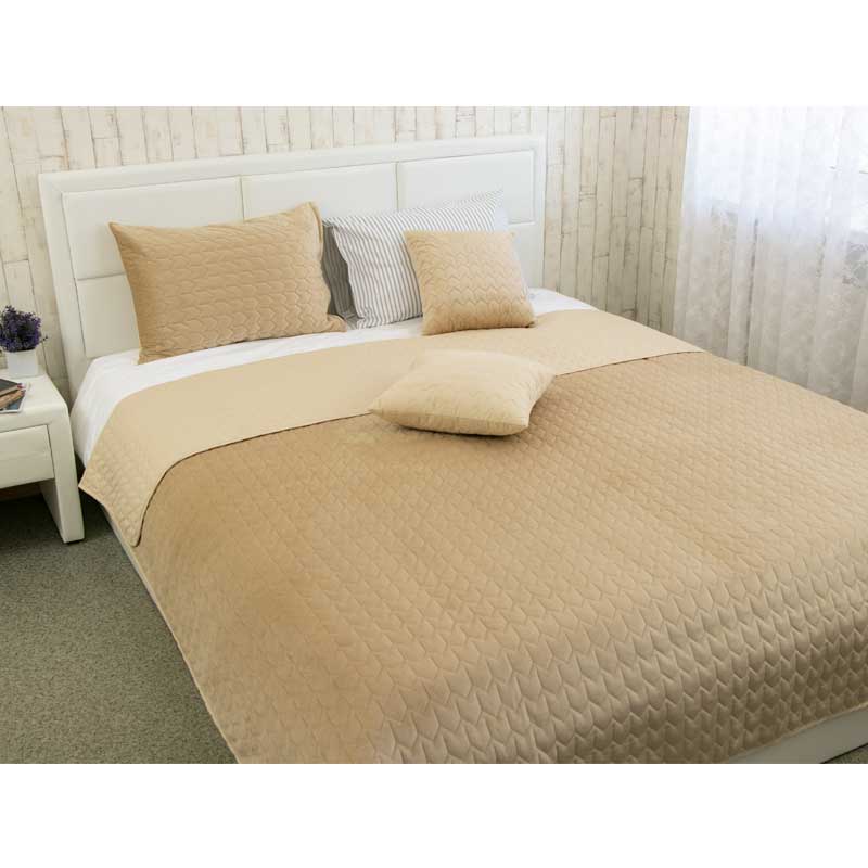 Декоративне покривало Руно VeLour Beige, 220x180 см, бежевий (340.55_Beige) - фото 3