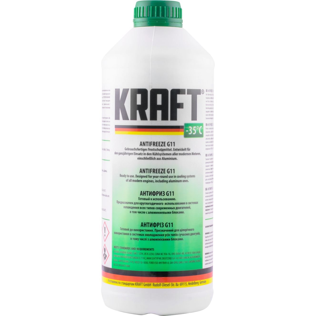 Антифриз Kraft G11 Green -35°С, 1.5 л - фото 1
