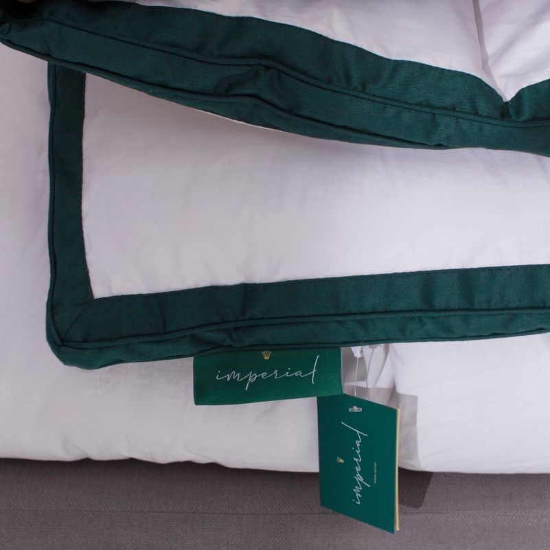 Одеяло MirSon Imperial Satin Luxe, демисезонное, 205х140 см, белое с зеленым кантом - фото 10