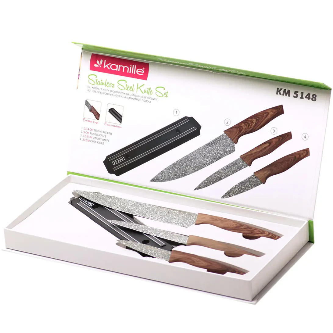 Набір кухонних ножів Kamille: 3 ножі + магнітний тримач 5148 (KM-5148) - фото 3