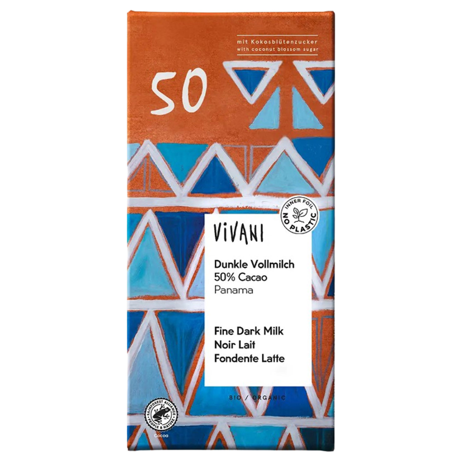 Шоколад молочный Vivani Fine Dark Milk 50% Cаcаo Panama органический 80 г - фото 1