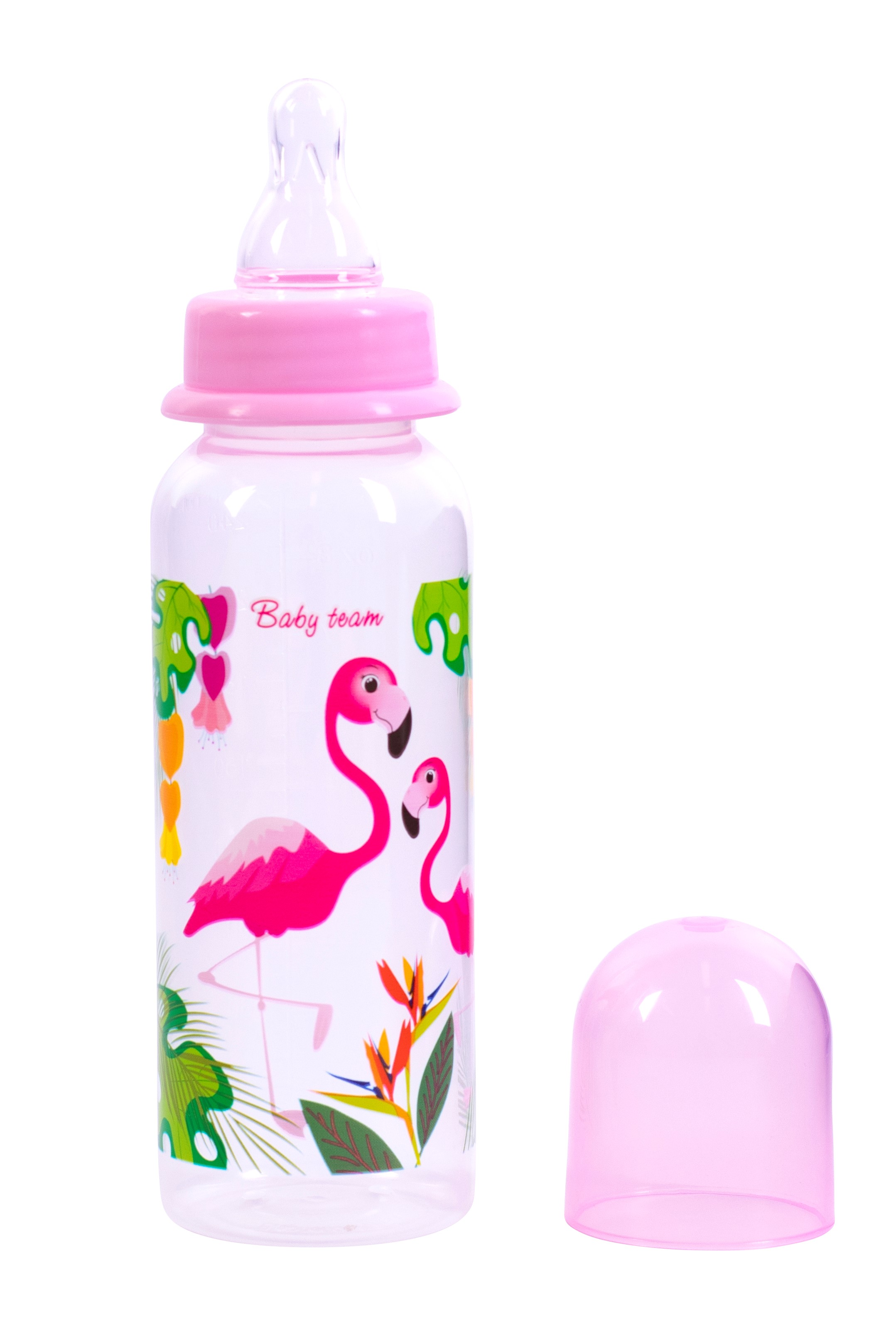 Бутылочка для кормления Baby Team, с силиконовой соской, 250 мл, розовый (1410_розовый) - фото 1
