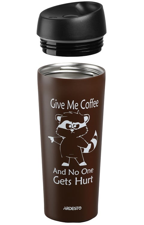 Термокружка Ardesto Coffee time Raccoon, 450 мл, коричневый (AR2645DML) - фото 2