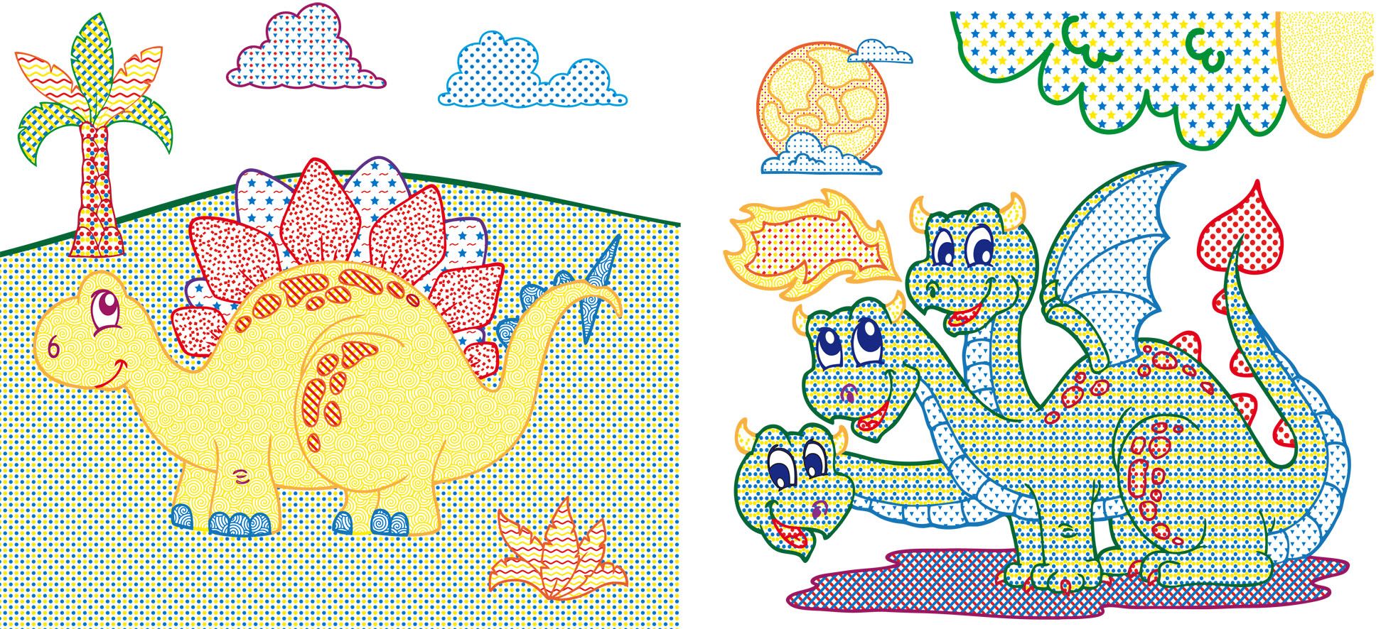 Водяна розмальовка Кристал Бук Динозаврики та дракончики, з кольоровим контуром, 12 сторінок (F00023305) - фото 3