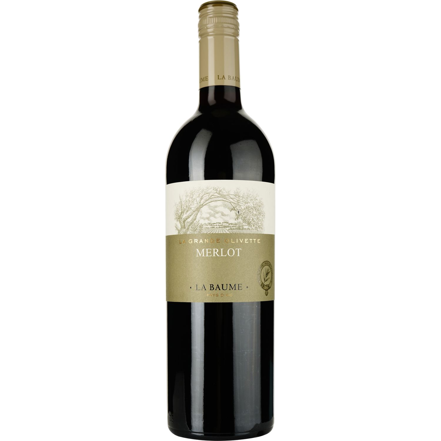 Вино Domaine De La Baume Grande Olivette Merlot IGP Pays d'Oc 2020 красное сухое 0.75 л - фото 1
