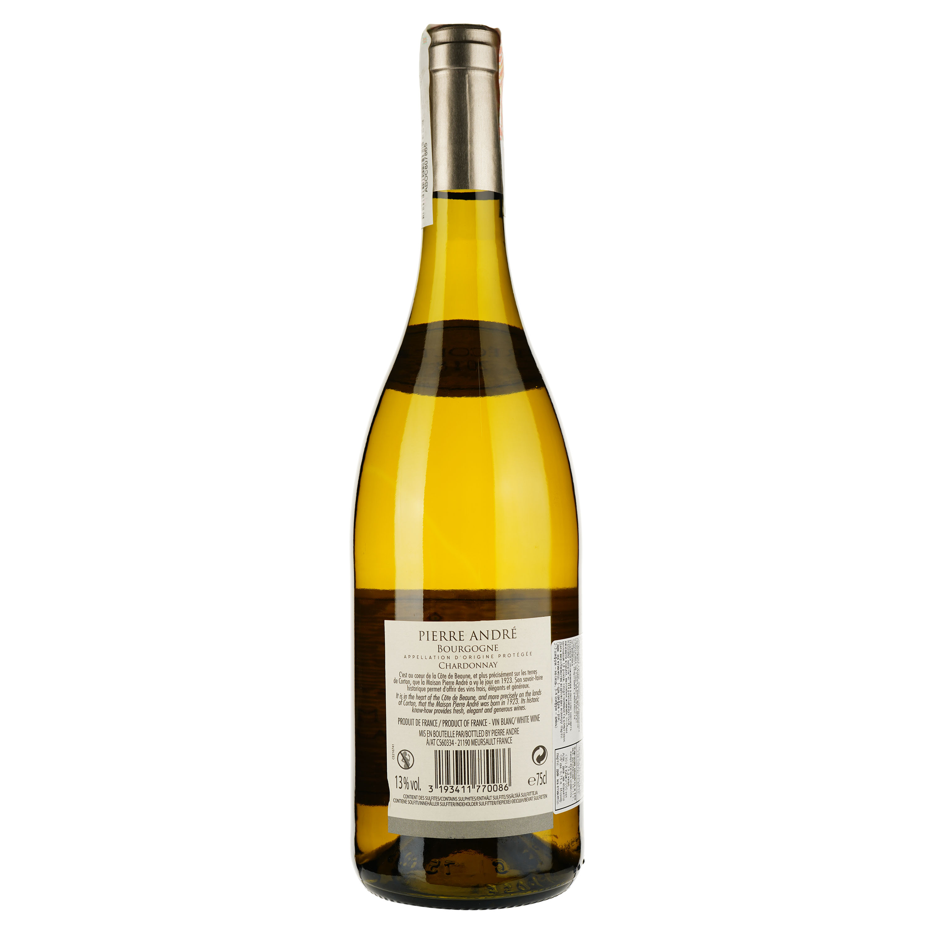 Вино Pierre Andre Bourgogne Chardonnay White, белое, сухое, 0,75 л - фото 2