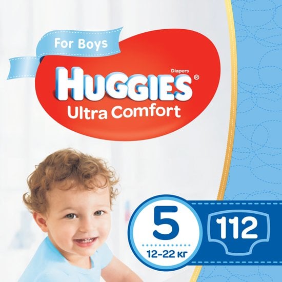 Набір підгузків для хлопчиків Huggies Ultra Comfort 5 (12-22 кг), 112 шт. (2 уп. по 56 шт.) - фото 1