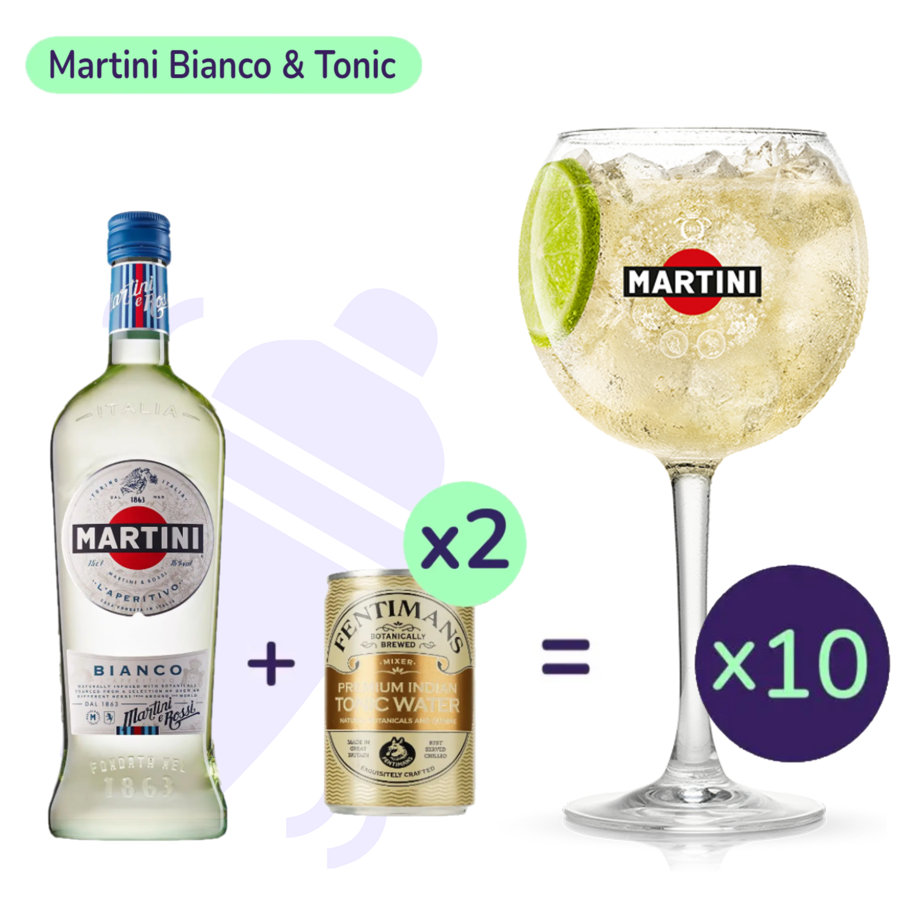 Коктейль Martini Bianco & Tonic (набор ингредиентов) х10 на основе Martini Bianco - фото 1
