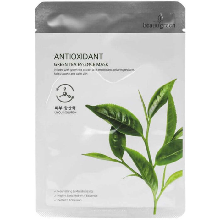 Тканевая маска для лица BeauuGreen Premium Antioxidant Green Tea Essence, 23 г - фото 1