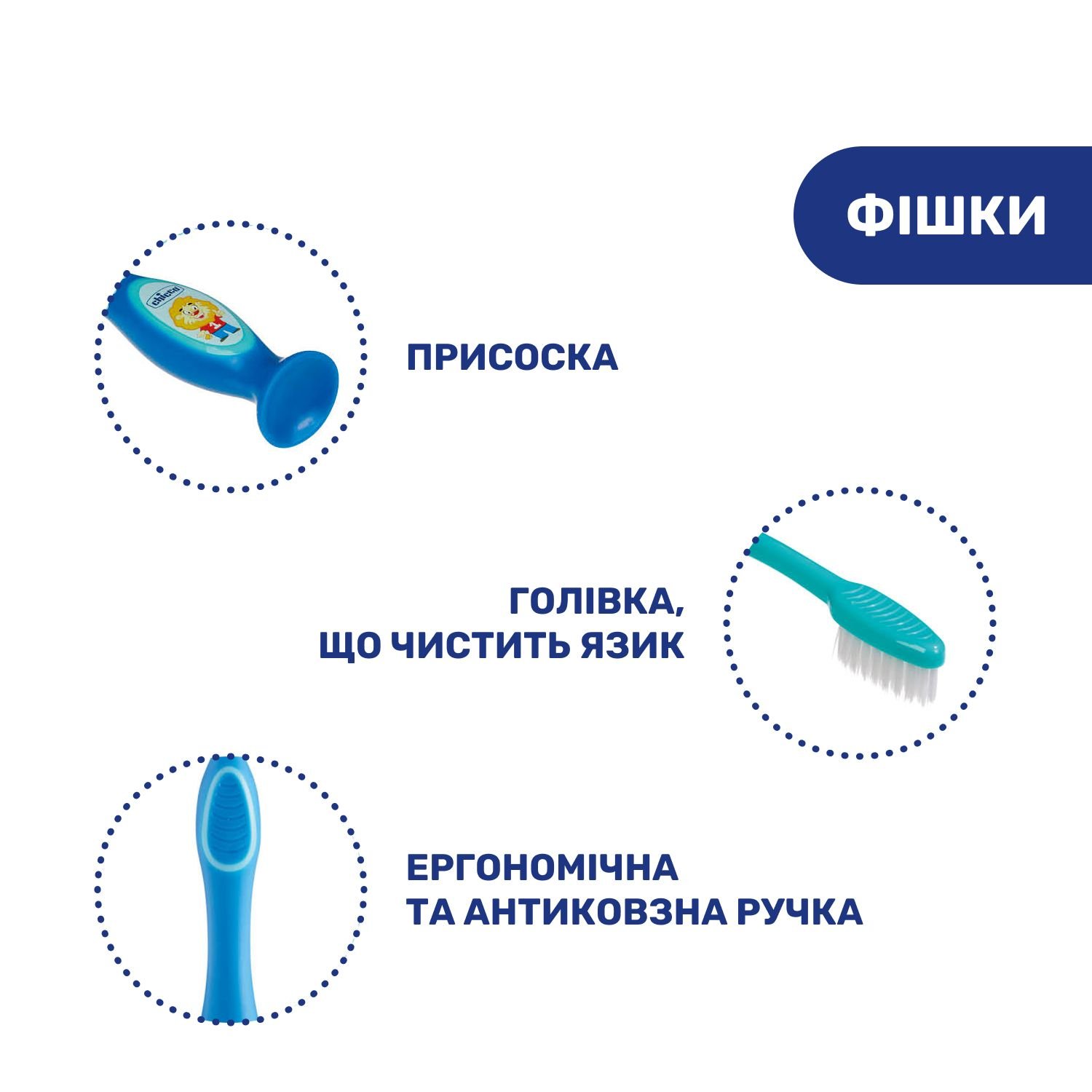 Дитяча зубна щітка Chicco для молочних зубів Левеня, синій, 3-6 років (09079.20.10) - фото 5