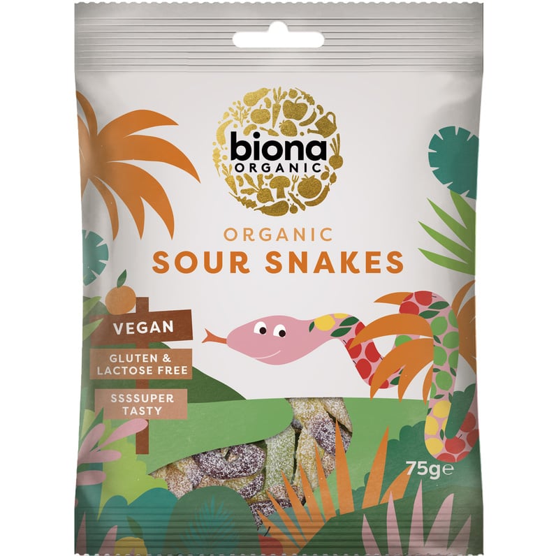 Жевательные конфеты Biona Organic Sour Snakes 75 г - фото 1