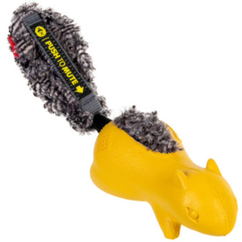 Игрушка для собак GiGwi Push to mute Белка с пищалкой, желтый, 30 см (75010) - фото 1