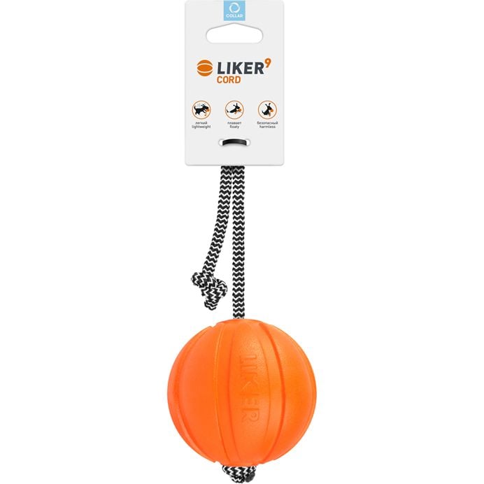 Мячик Liker 9 Cord на шнуре, 9 см, оранжевый (6297) - фото 1