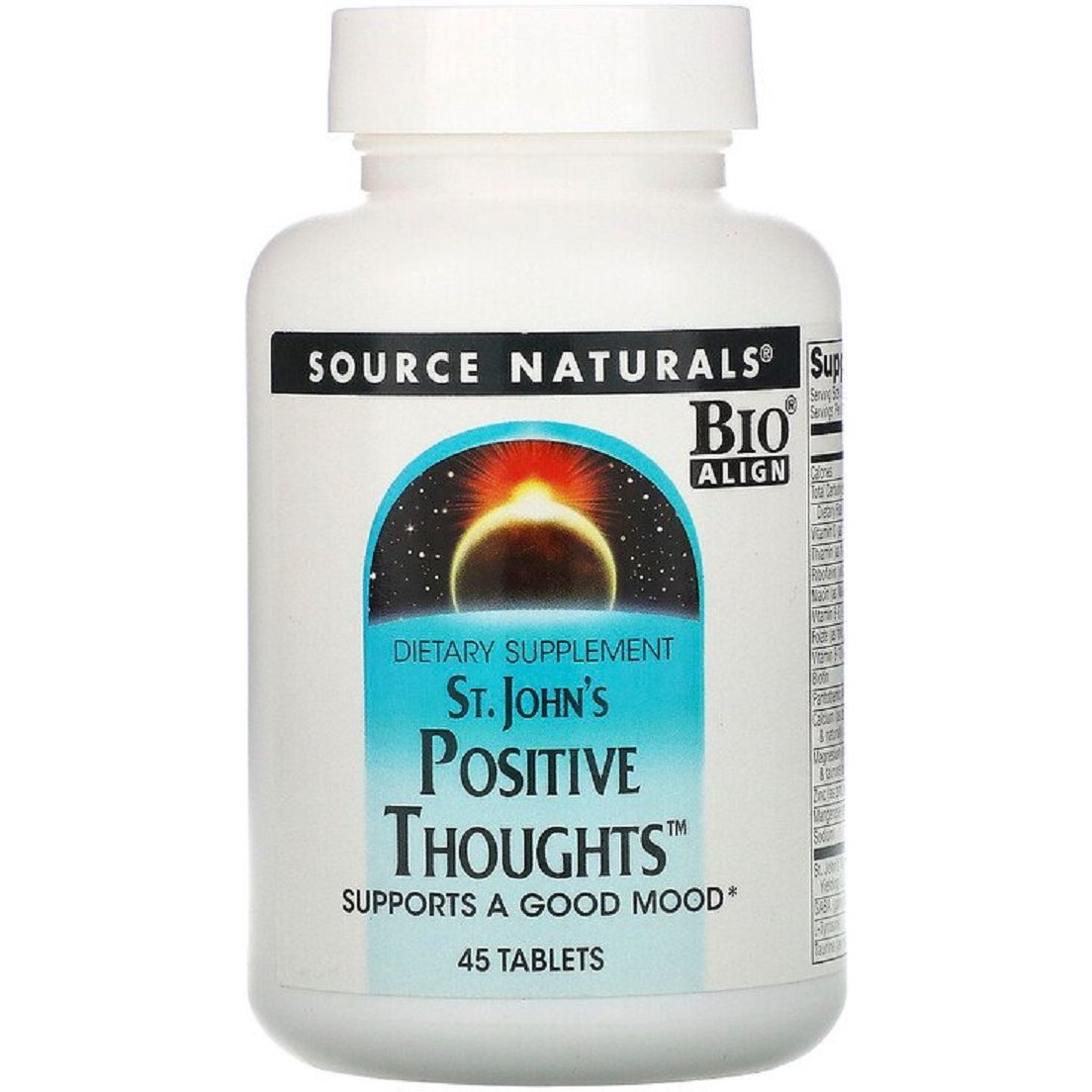 Source Naturals St. John&#39;s Positive Thoughts для поддержания хорошего настроения 45 таблеток - фото 1