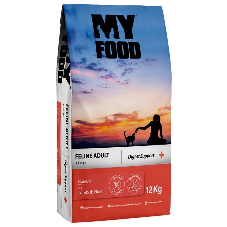 Сухий корм для дорослих котів Myfood Суперпреміум з ягням та рисом, 12 кг - фото 1