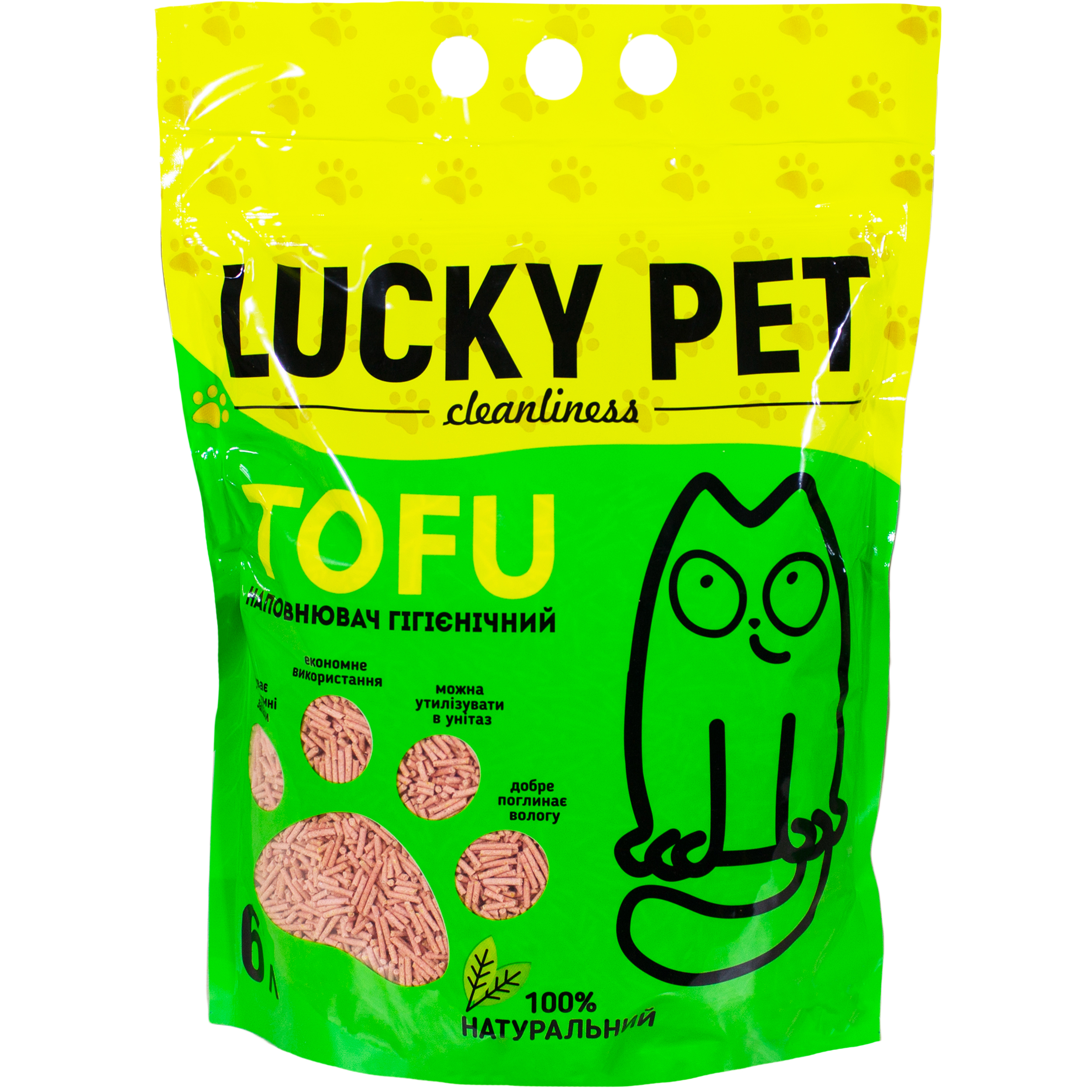 Наповнювач для котячого туалету Lucky Pet тофу з ароматом лаванди 6 л - фото 1