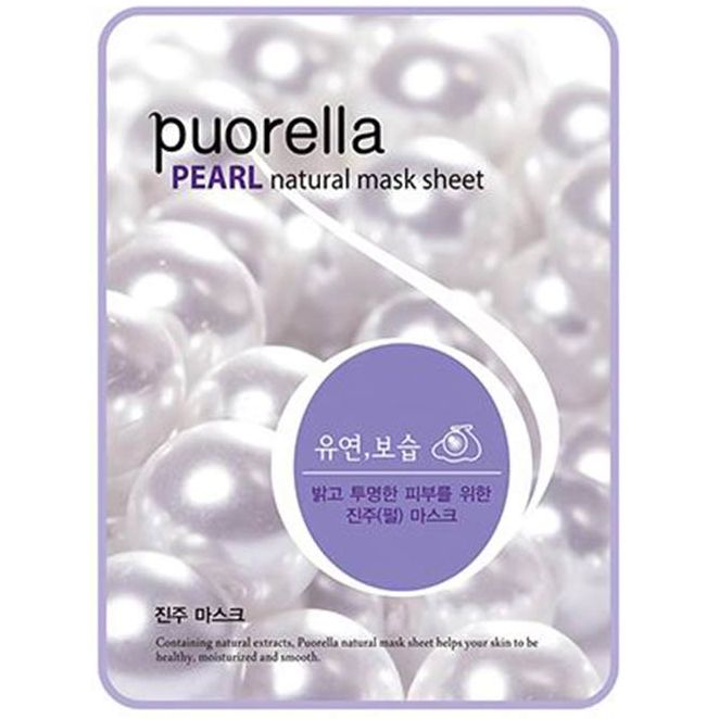 Тканинна маска для обличчя Puorella Pearl Mask Pack, з екстрактом перлин - фото 1