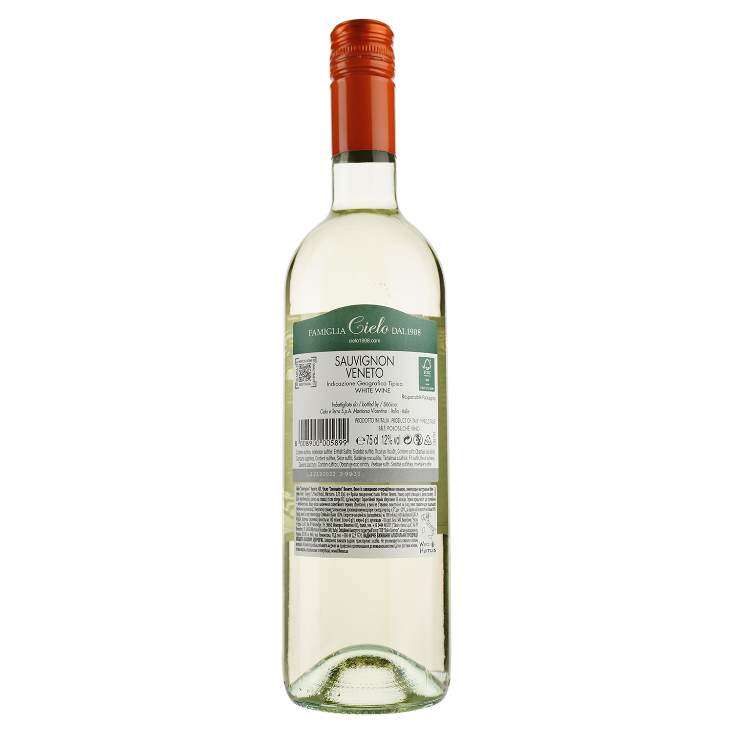 Вино Cielo e Terra Sauvignon IGT, белое, сухое, 12%, 0,75 л - фото 2