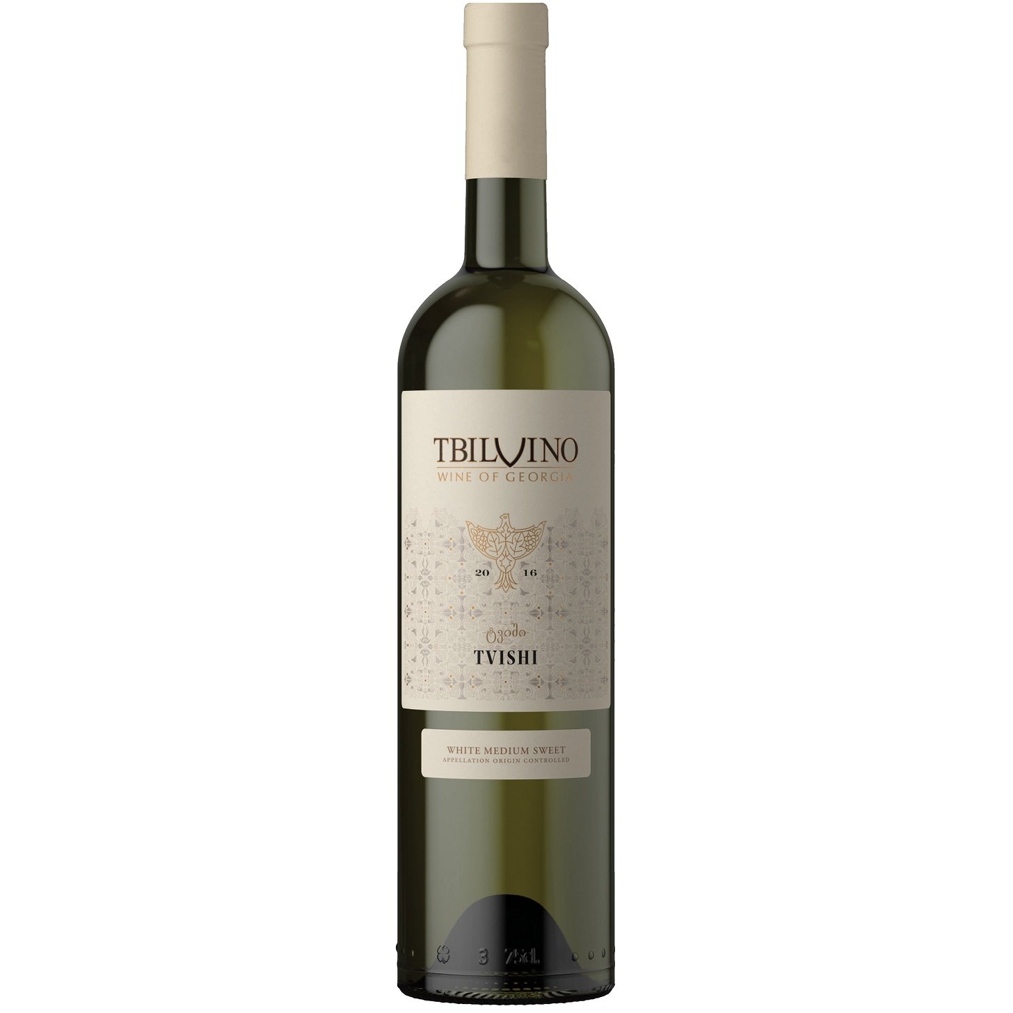 Вино Tbilvino Tvishi, біле, напівсолодке, 12,5%, 0,75 л - фото 1