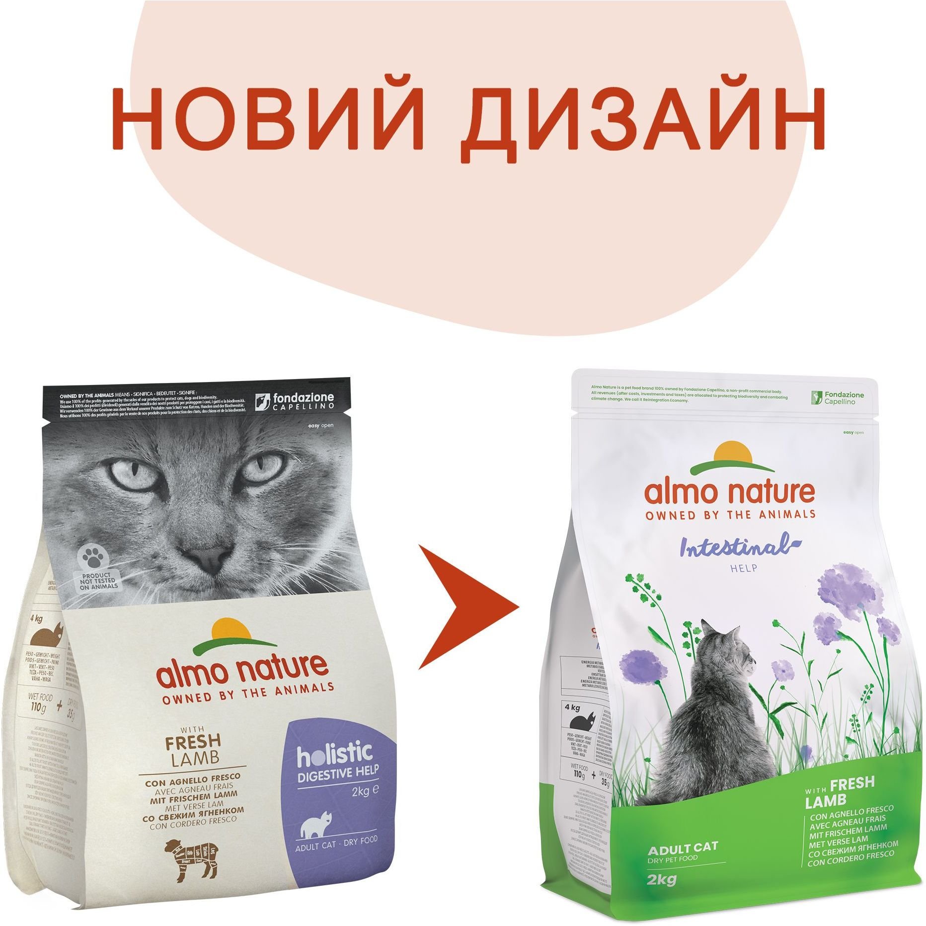 Сухий корм для котів Almo Nature Holistic Cat з чутливим травленням зі свіжим ягням 2 кг (674) - фото 2