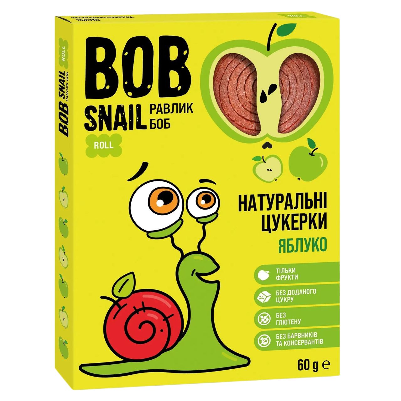 Натуральні цукерки Bob Snail Равлик Боб Яблуко 720 г (12 шт. по 60 г) - фото 2
