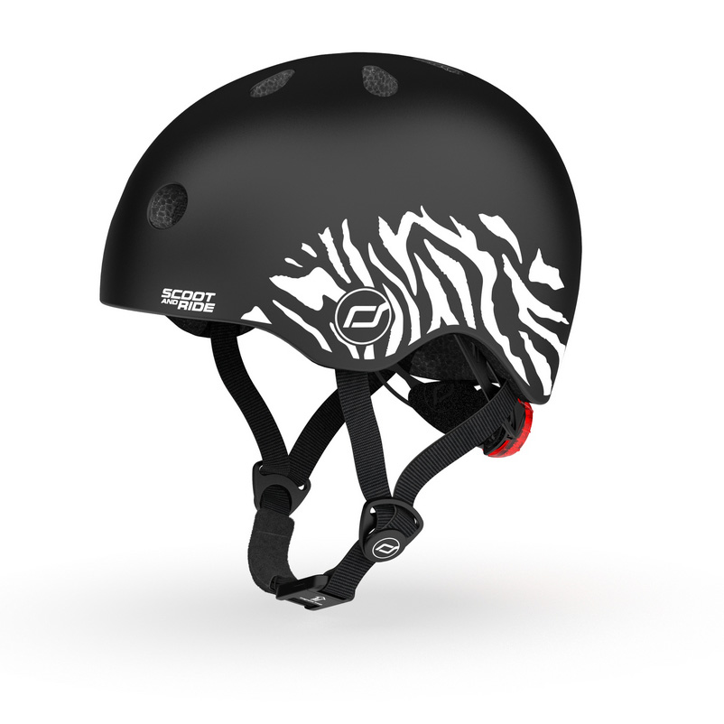 Шлем защитный Scoot and Ride, с фонариком, 45-51 см (XXS/XS), зебра - фото 3
