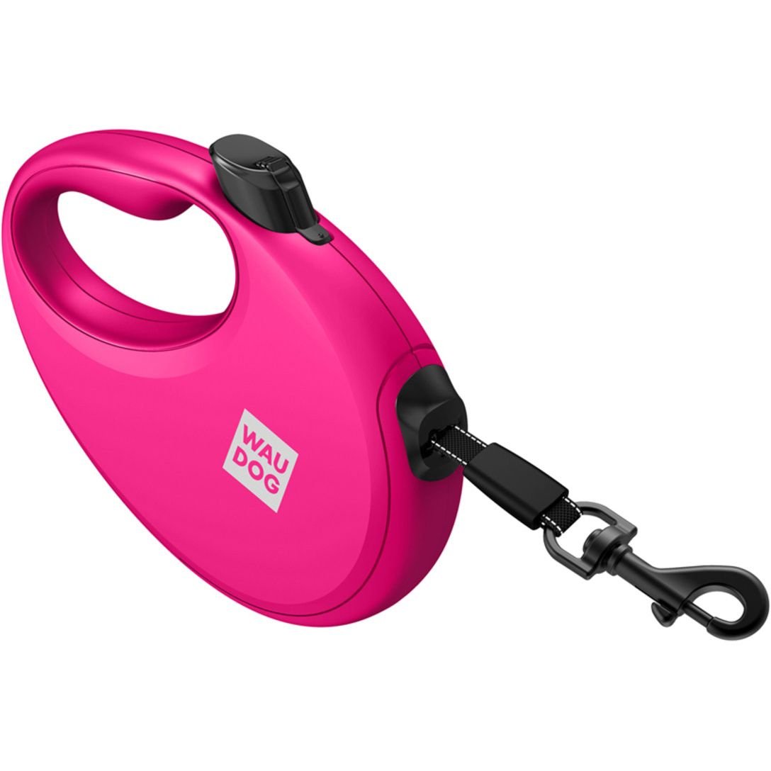 Повідець-рулетка для собак Waudog R-leash з контейнером для пакетів, світловідбивна стрічка, М до 20 кг, 5 м рожевий - фото 5
