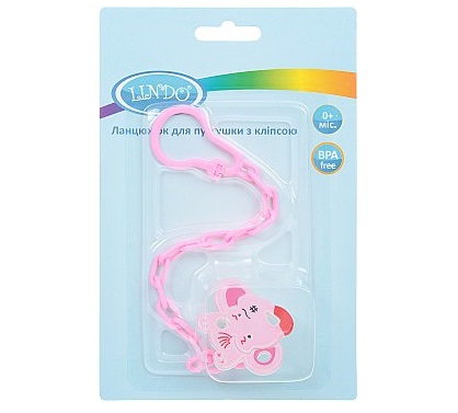 Ланцюжок для пустушки Lindo Джамбо з кліпсою, рожевий (PK 215) - фото 2
