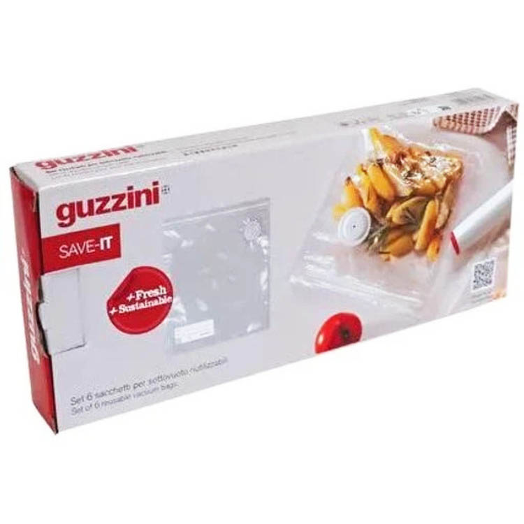 Набір багаторазових вакуумних пакетів Guzzini Kitchen Active Design Save-it 6 шт. 34х30 см прозорий - фото 2